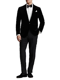 Velvet Single-Breasted Blazer