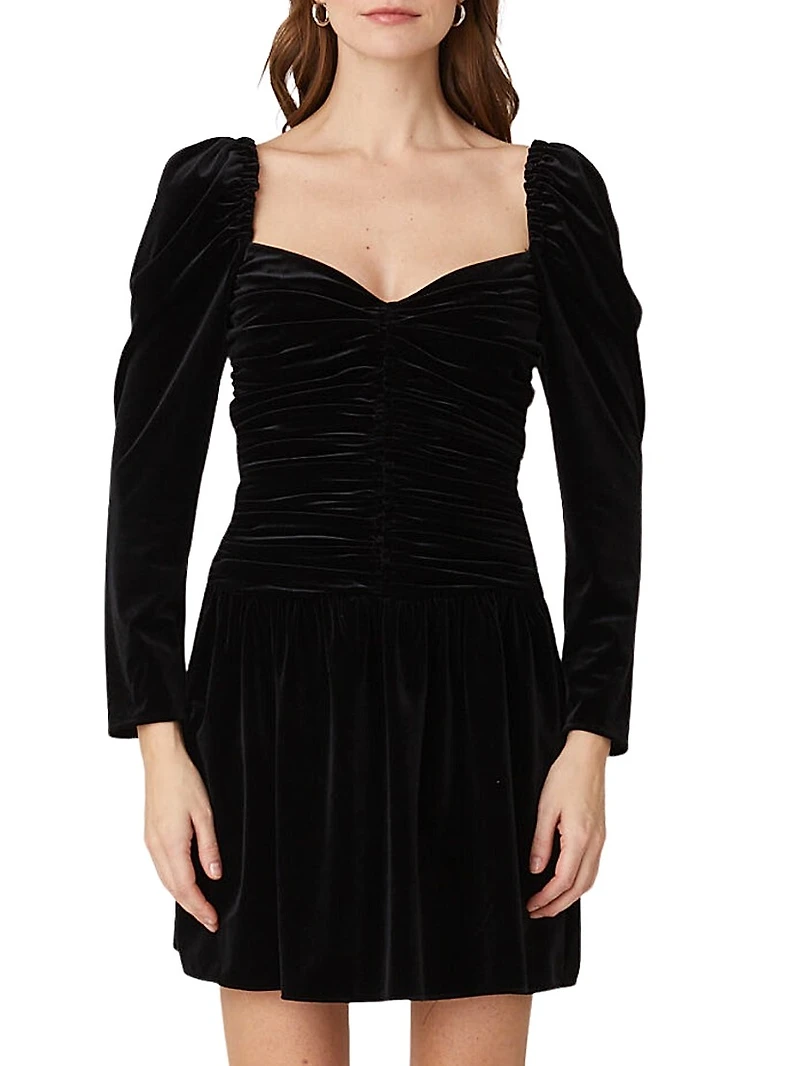 Mari Ruched Velvet Minidress