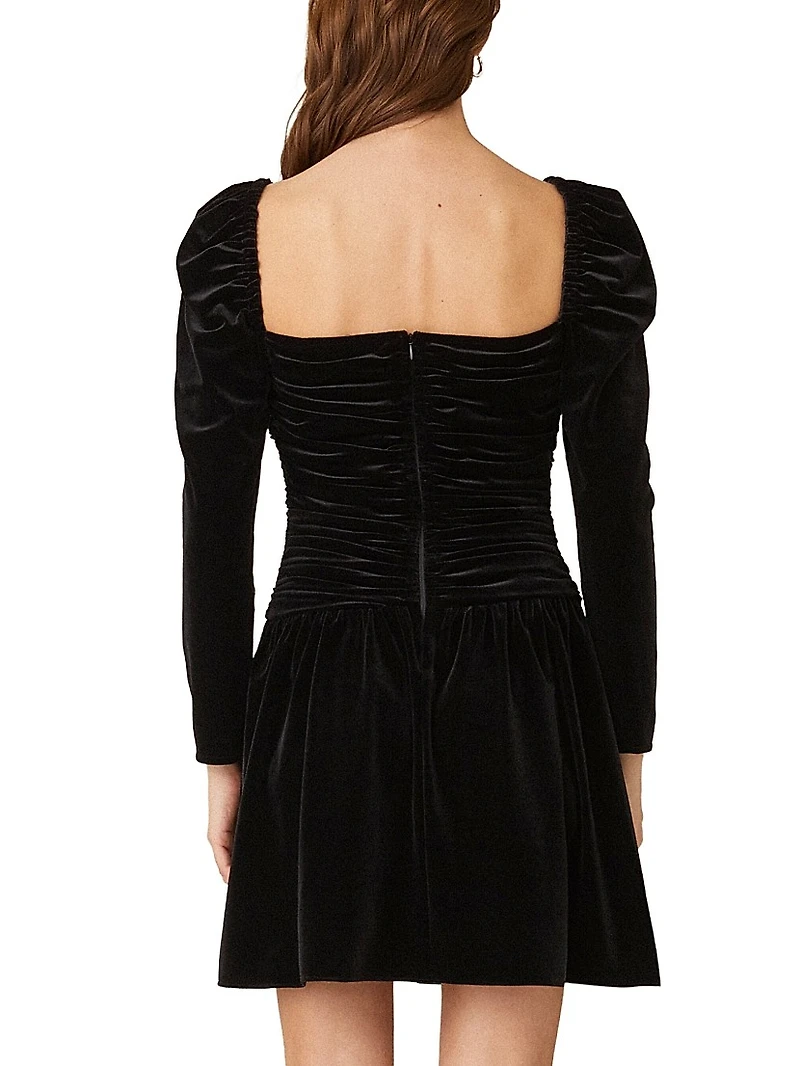 Mari Ruched Velvet Minidress