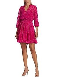 Arlene Smocked Velvet Minidress