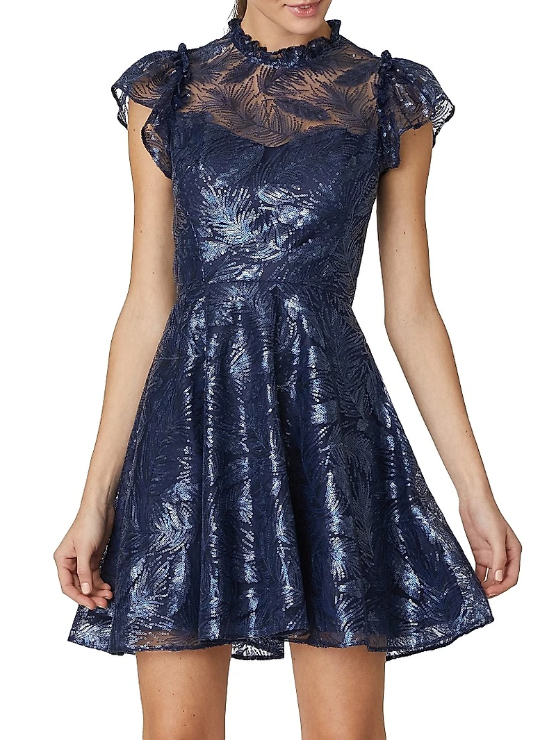 Everlie Sequined Flutter-Sleeve Minidress