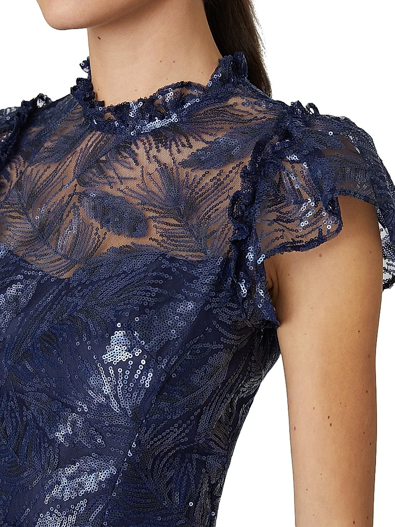 Everlie Sequined Flutter-Sleeve Minidress