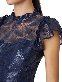 Everlie Sequined Flutter-Sleeve Minidress