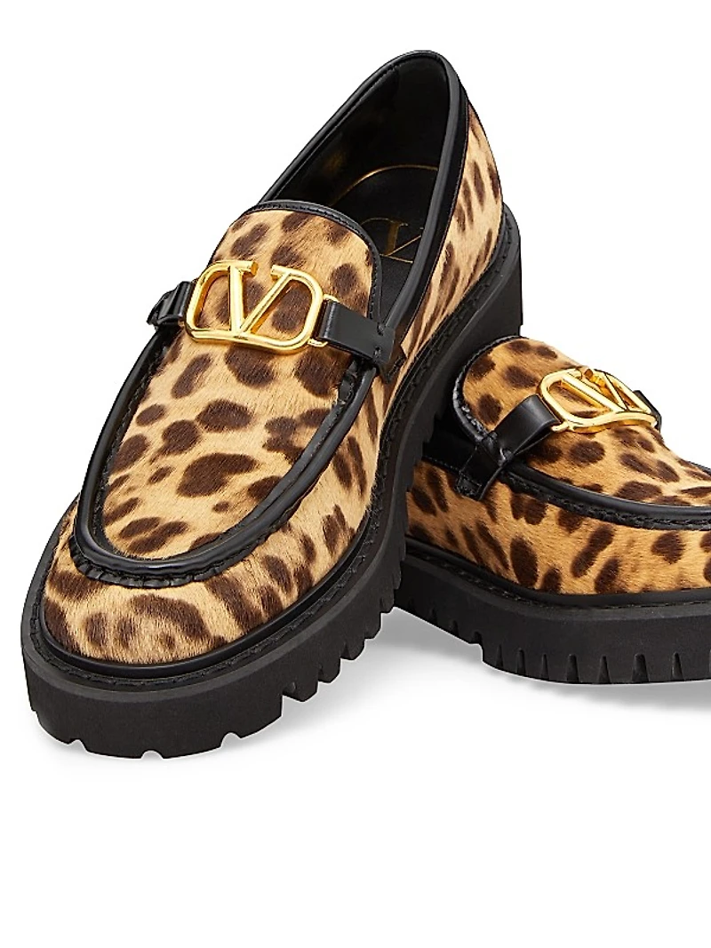 Vlogo Signature Pony-Effect Calfskin Loafers