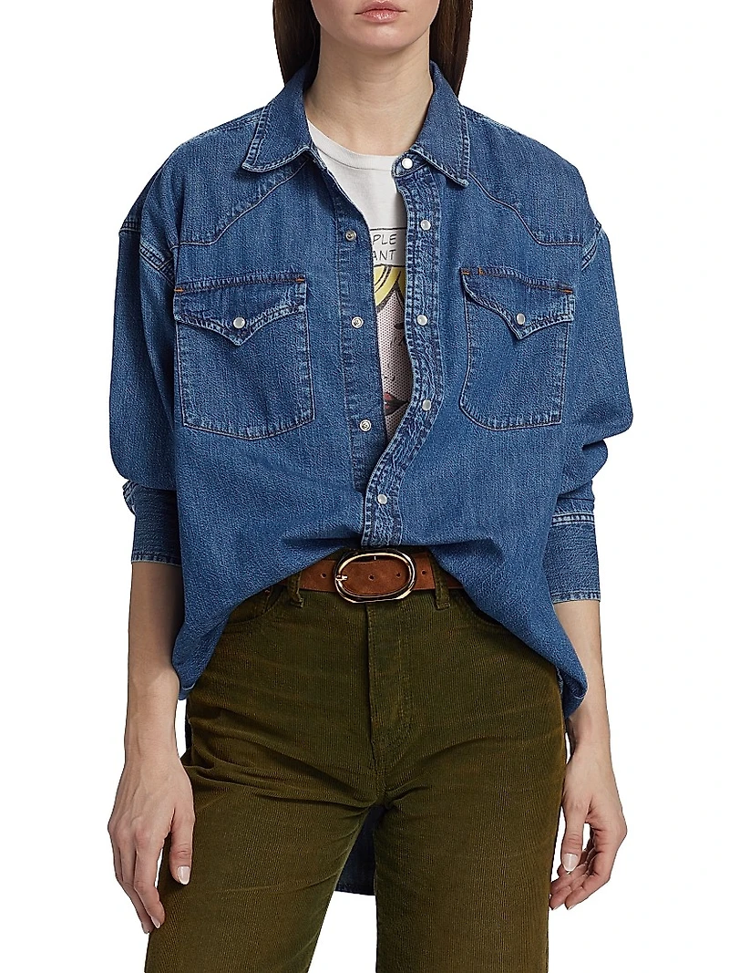Oversized Denim Western Shirt