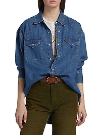 Oversized Denim Western Shirt