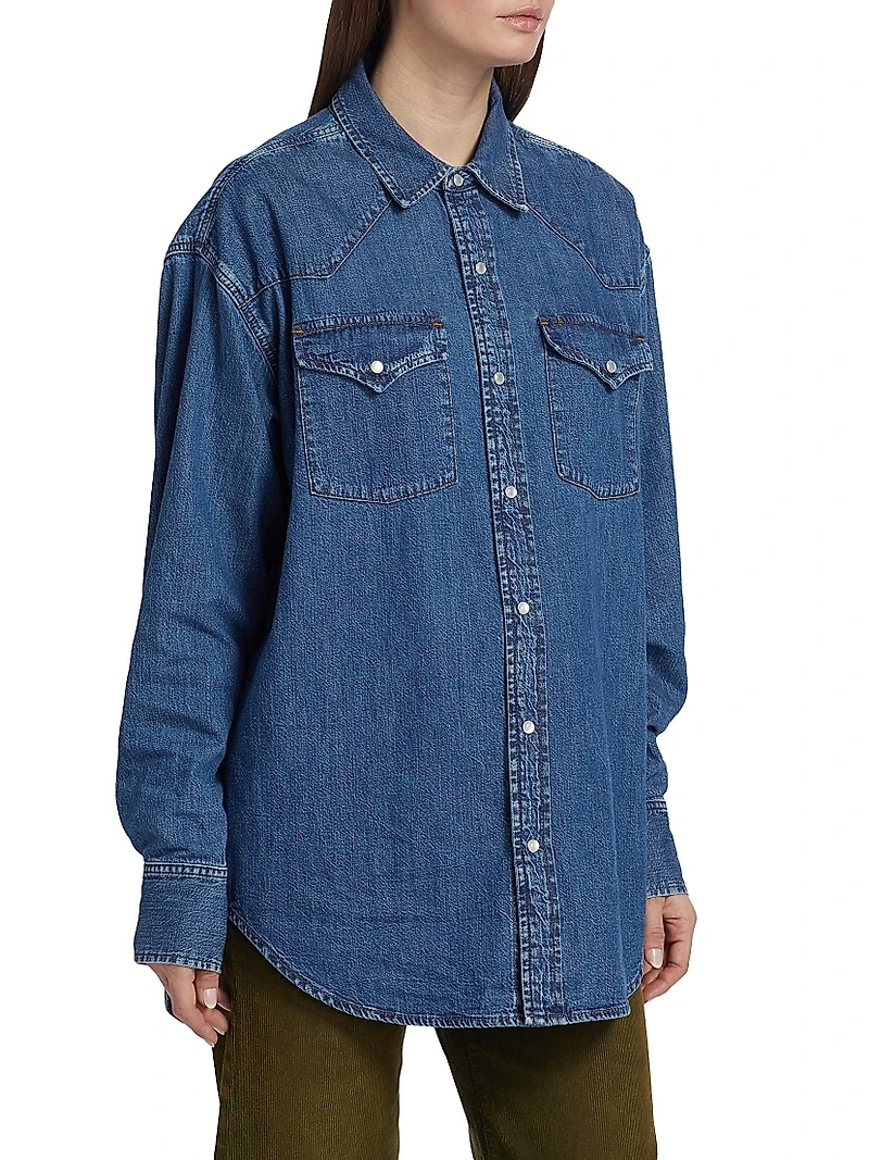 Oversized Denim Western Shirt