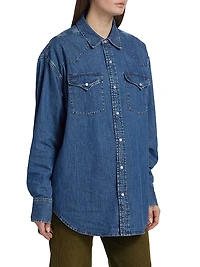 Oversized Denim Western Shirt