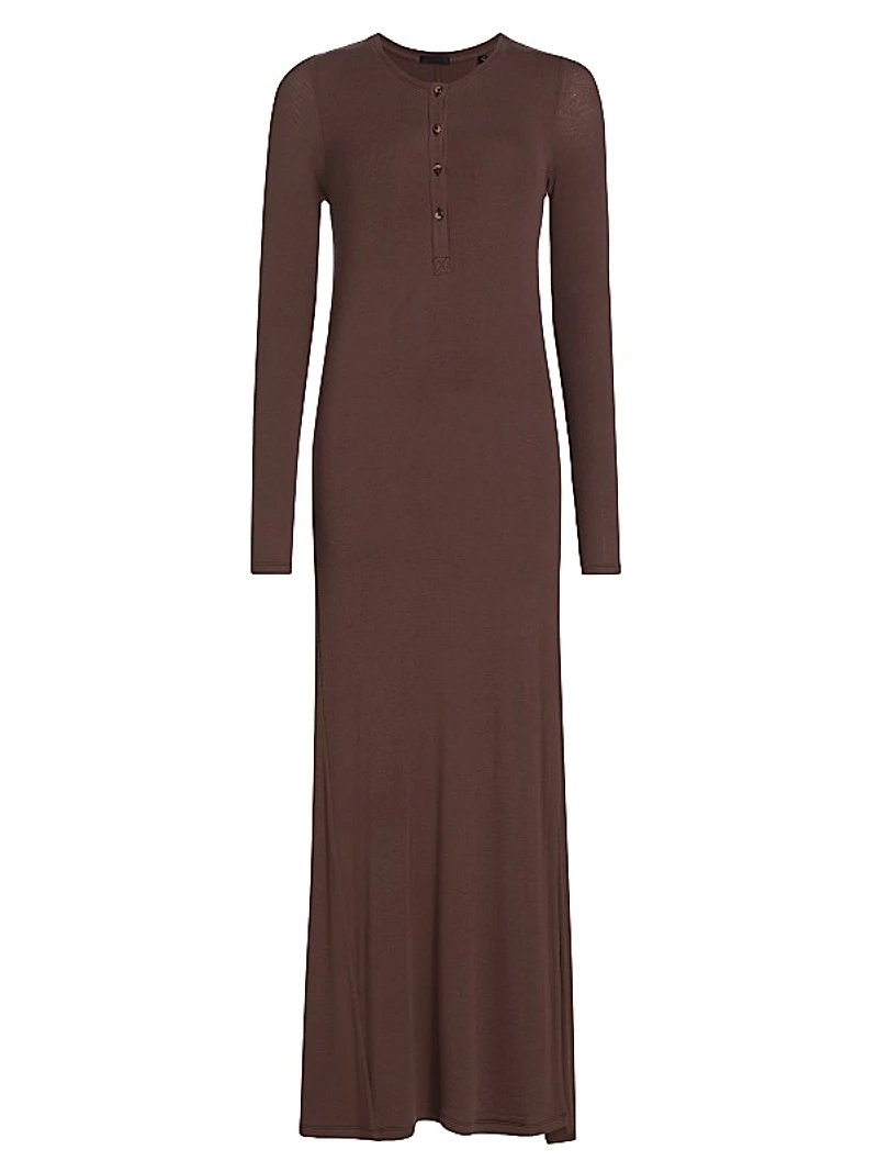 Modal Rib Henley Maxi Dress