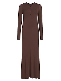 Modal Rib Henley Maxi Dress
