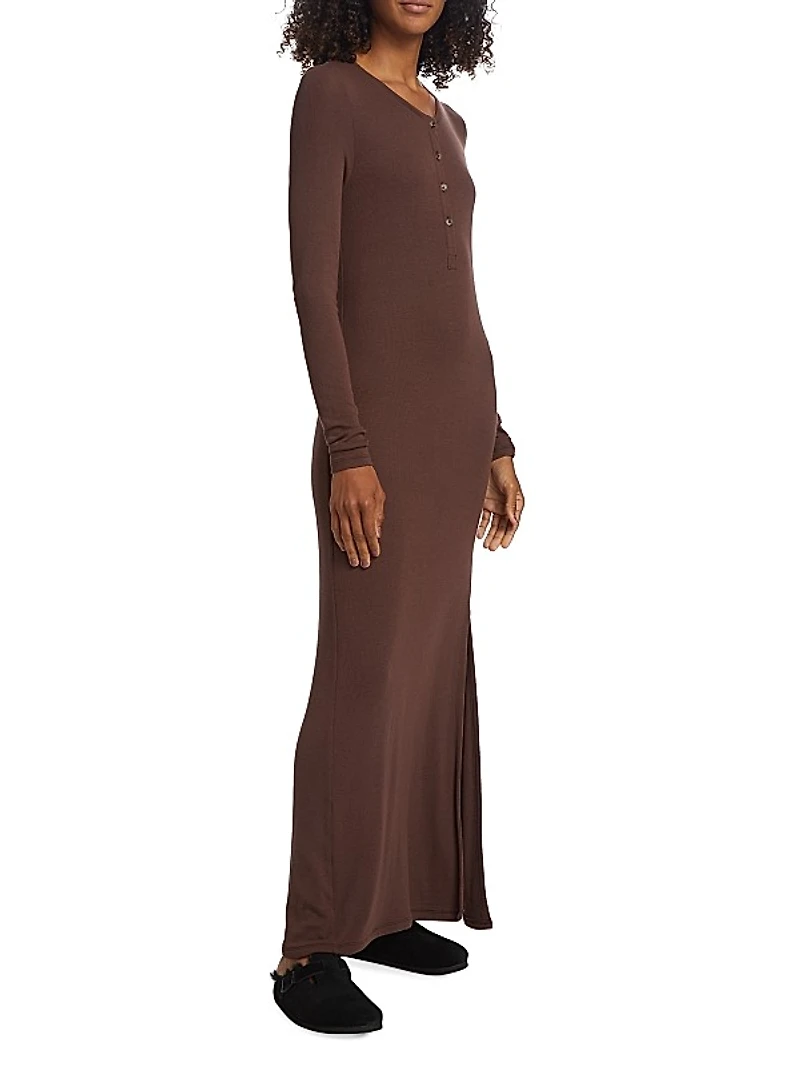 Modal Rib Henley Maxi Dress