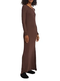 Modal Rib Henley Maxi Dress