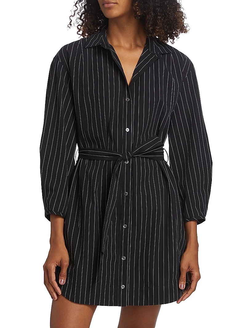 Pinstripe Poplin Shirtdress