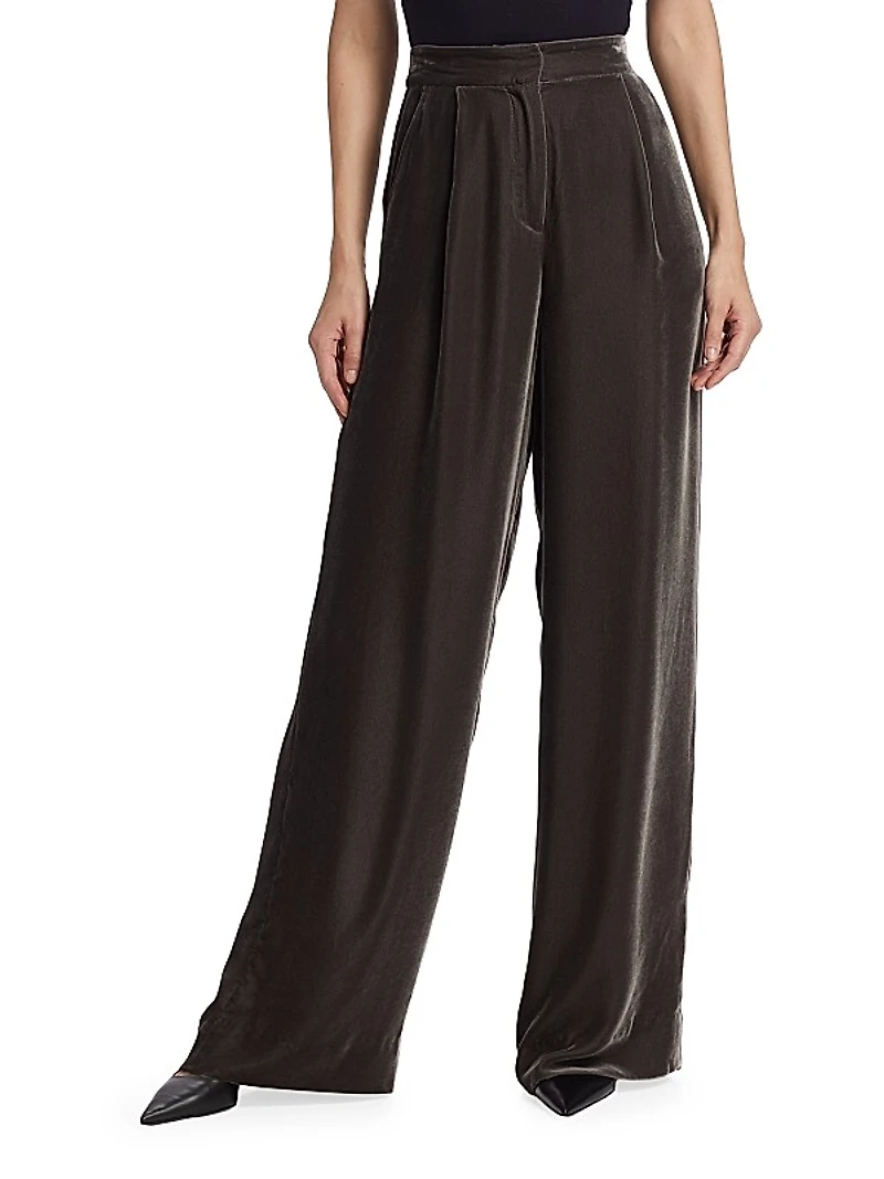 Wide-Leg Velvet Pants