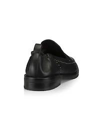 Alexa Soft Studded Leather Penny Loafers