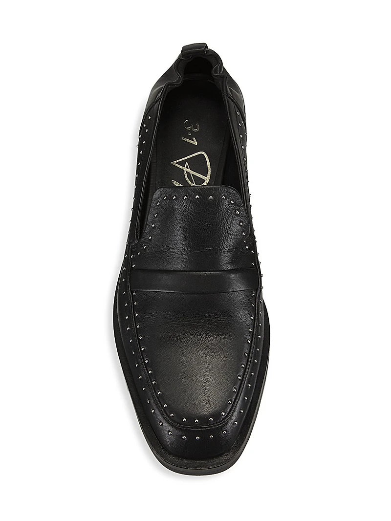 Alexa Soft Studded Leather Penny Loafers