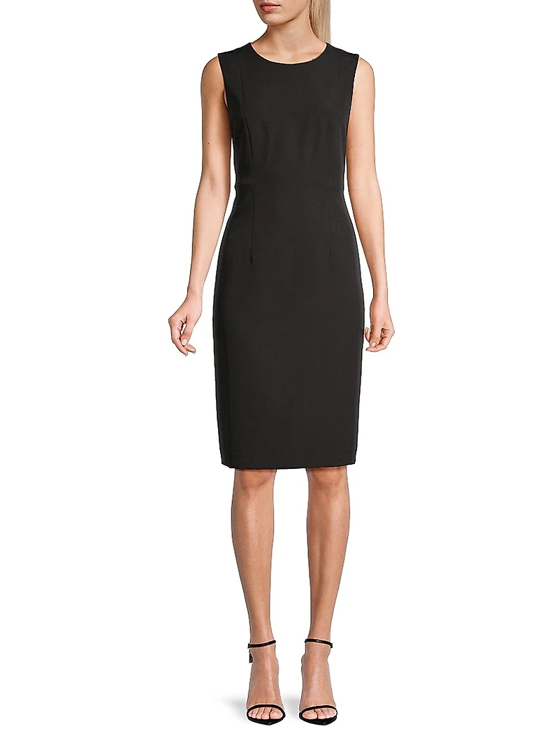 Meridian Milano Twill Sleeveless Sheath Dress