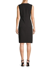 Meridian Milano Twill Sleeveless Sheath Dress