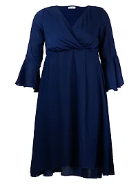 Brighton Bell-Sleeve Midi-Dress