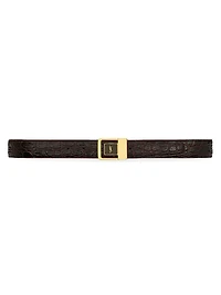 Buckle Belt Crocodile Embossed Leather