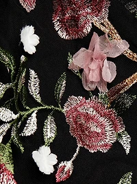 Floral-Embroidered Tulle Cocktail Dress