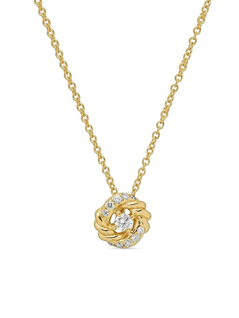 Petite Infinity Pendant Necklace in 18K Yellow Gold with Diamonds, 8mm