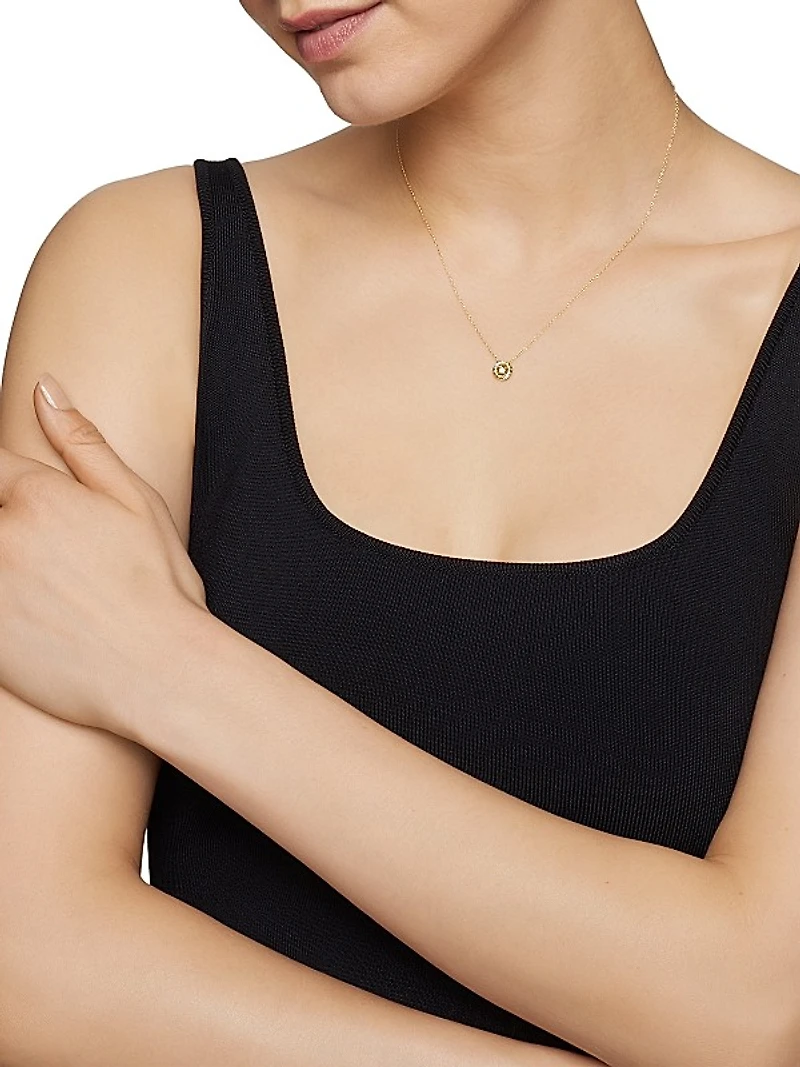 Petite Infinity Pendant Necklace in 18K Yellow Gold with Diamonds, 8mm