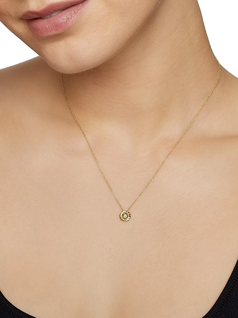 Petite Infinity Pendant Necklace in 18K Yellow Gold with Diamonds, 8mm