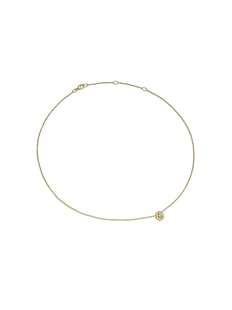 Petite Infinity Pendant Necklace in 18K Yellow Gold with Diamonds, 8mm