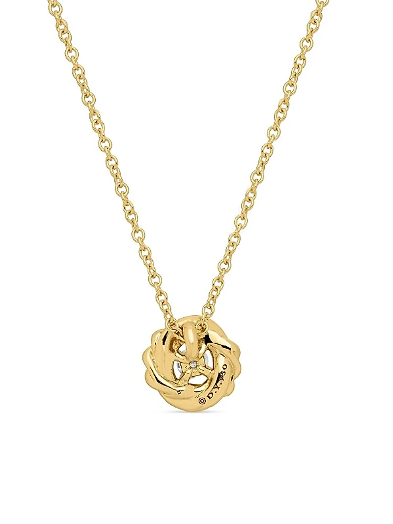 Petite Infinity Pendant Necklace in 18K Yellow Gold with Diamonds, 8mm