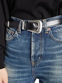Folk Buckle Belt Smooth Leather
