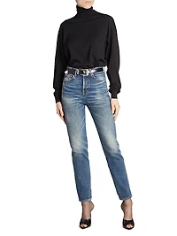 Folk Buckle Belt Smooth Leather