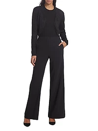Wool-Blend Metallic Bolero Sweater