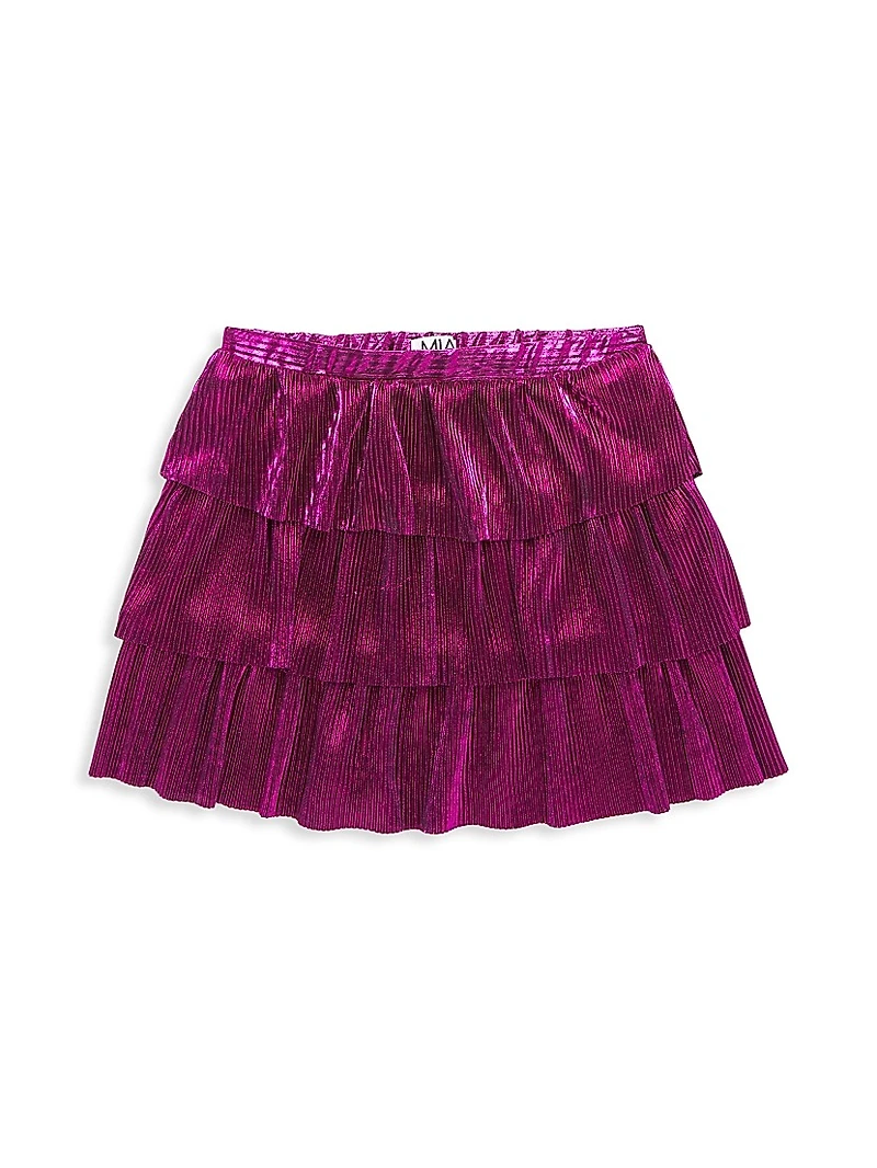 Girl's Metallic Pleated Skirt