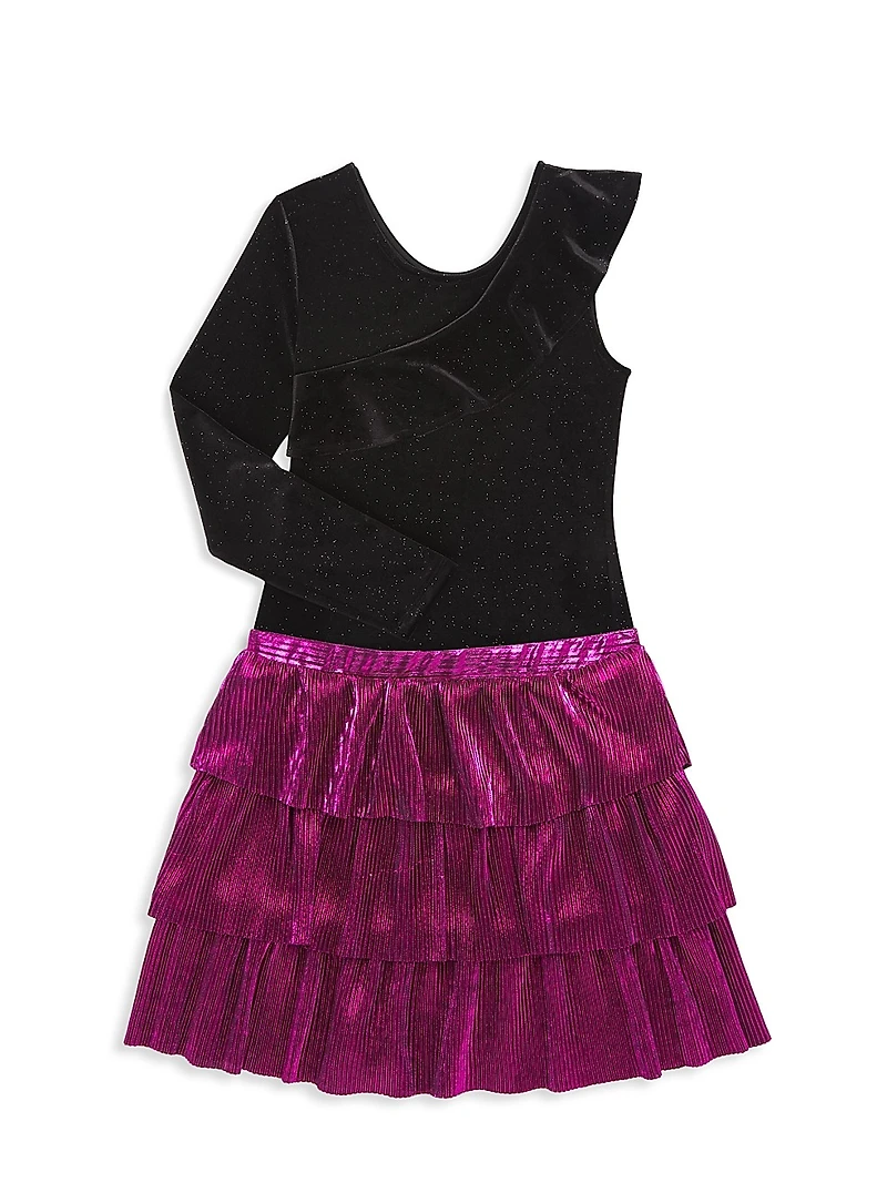 Girl's Metallic Pleated Skirt