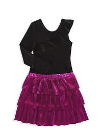 Girl's Metallic Pleated Skirt