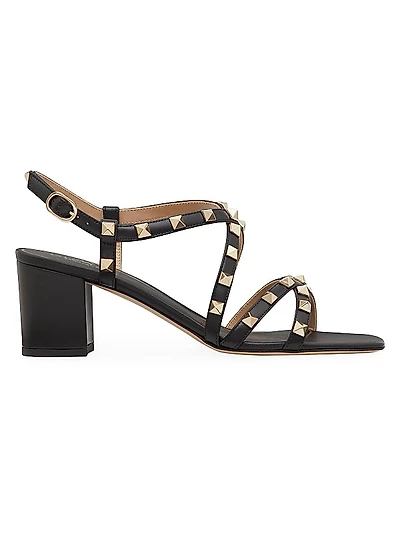 Rockstud Calfskin Sandals With Straps