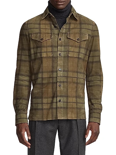 Barron Checked Suede Shirt Jacket