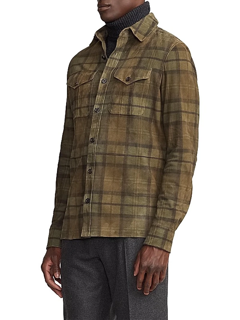 Barron Checked Suede Shirt Jacket