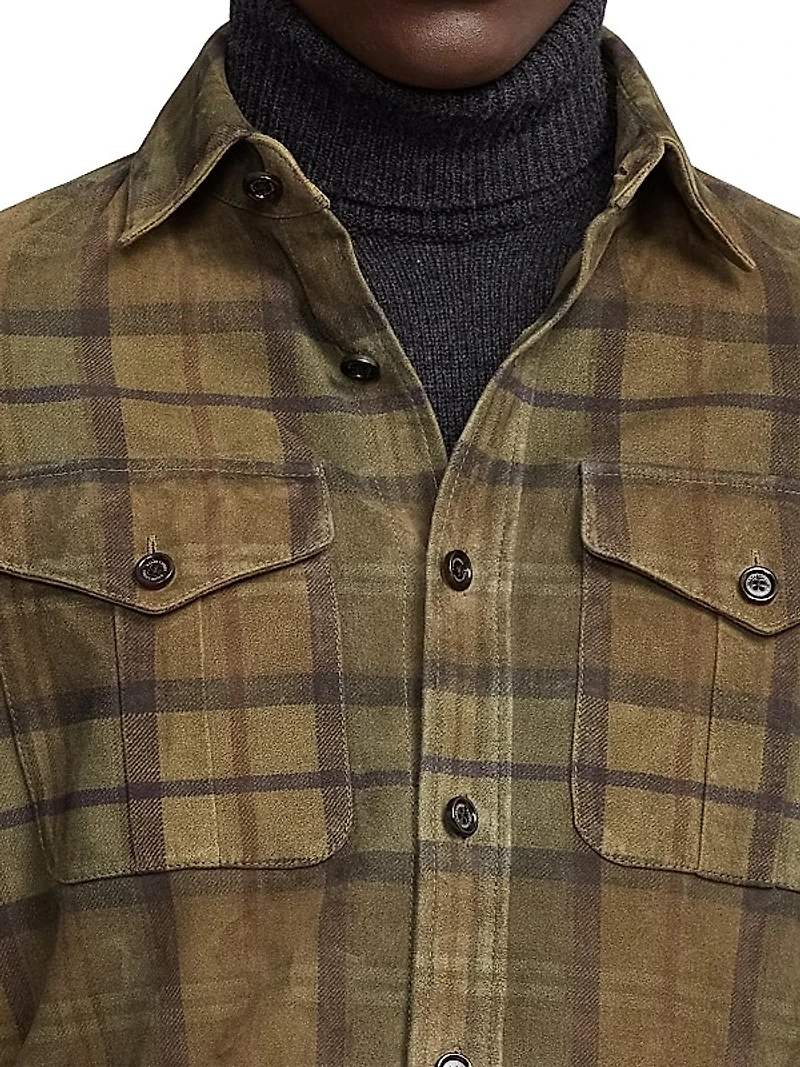 Barron Checked Suede Shirt Jacket