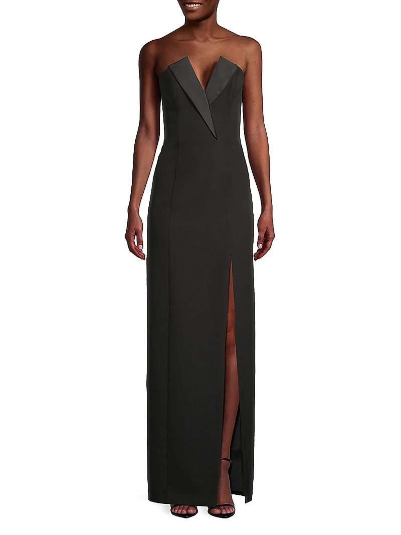 Crepe Strapless Column Gown