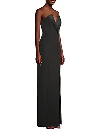 Crepe Strapless Column Gown