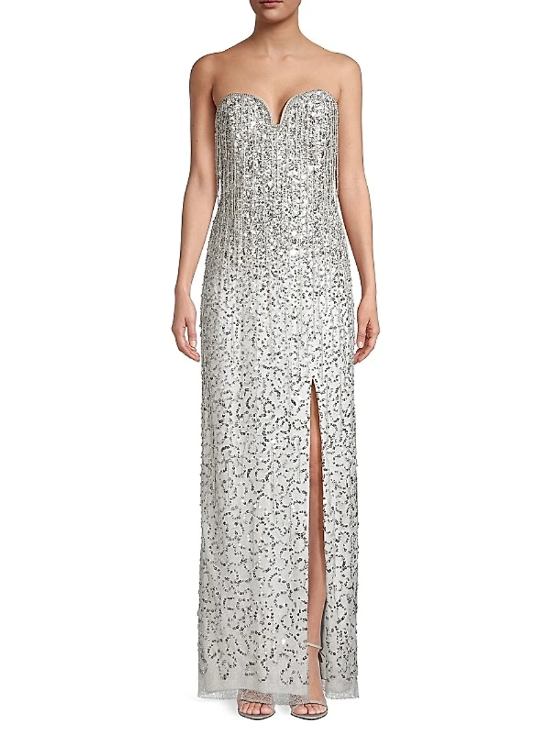 Strapless Sequin Column Gown