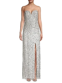 Strapless Sequin Column Gown