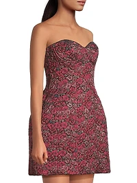 Floral Jacquard Strapless Minidress