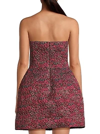 Floral Jacquard Strapless Minidress