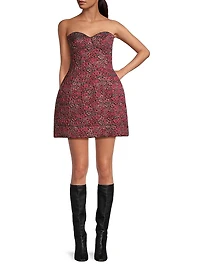 Floral Jacquard Strapless Minidress