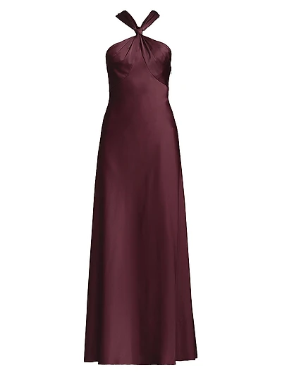 Satin Halterneck Maxi Dress