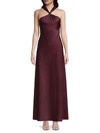 Satin Halterneck Maxi Dress