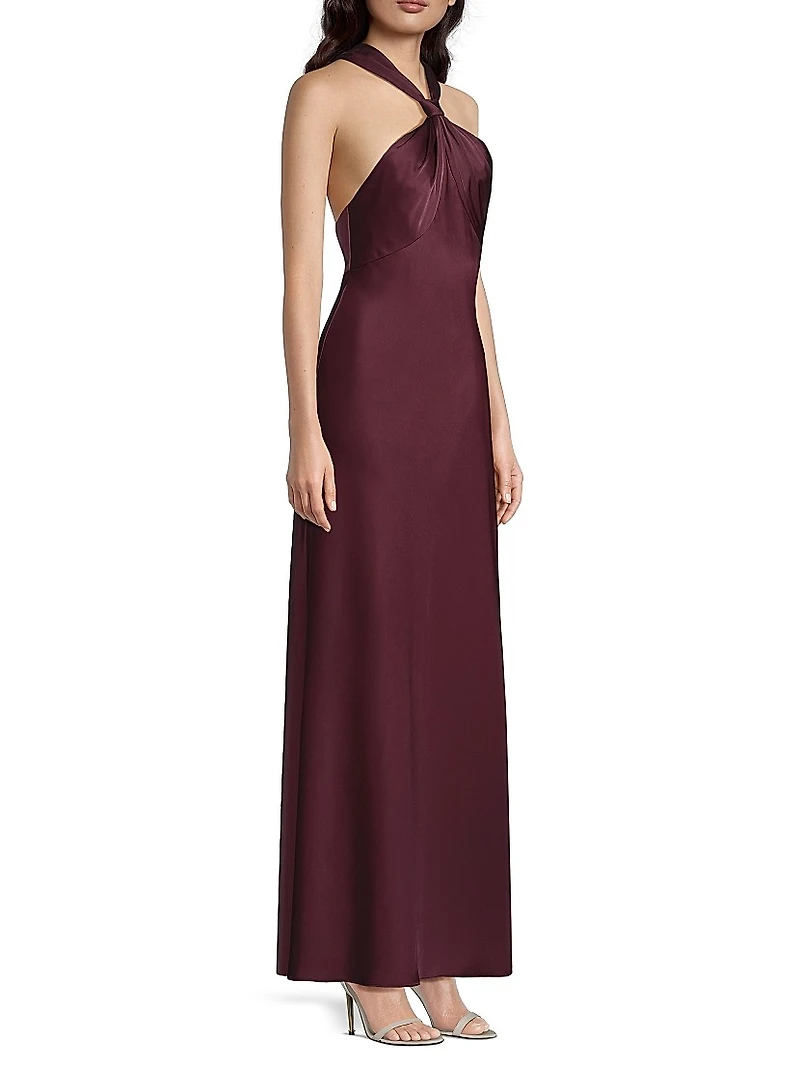 Satin Halterneck Maxi Dress